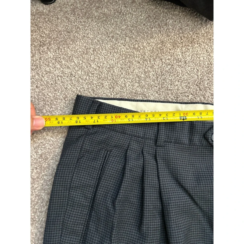 Henry Grethel Dress Pants Mens 36 Grey Wool Pleated Cuffed Houndstooth Excellent